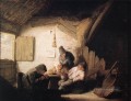 Village Tavern mit vier Figuren Holländischen Genremaler Adriaen van Ostade
